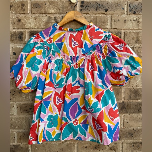 Fate: All My Life White Multi Abstract Blouse Size Large - Picture 5 of 10